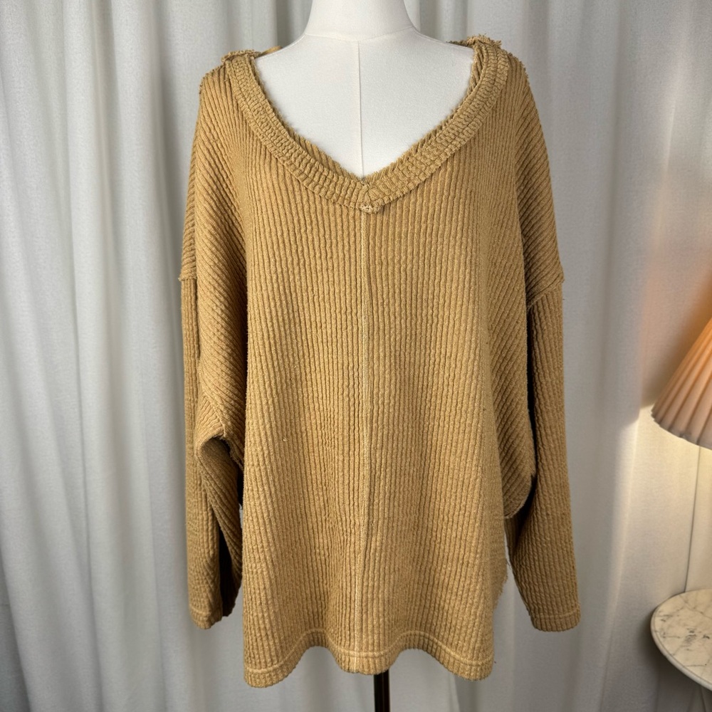 Free People We the Free Coraline Thermal Top Olive Tapenade size Large